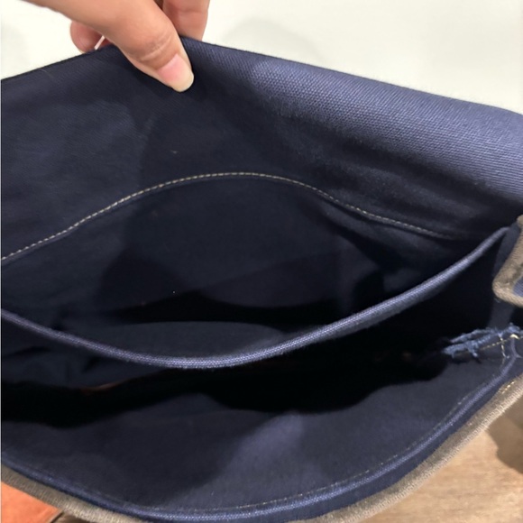 Duluth Pack Field Satchel Blue Canvas Brown Leather Trim Messenger Crossbody - Picture 9 of 11